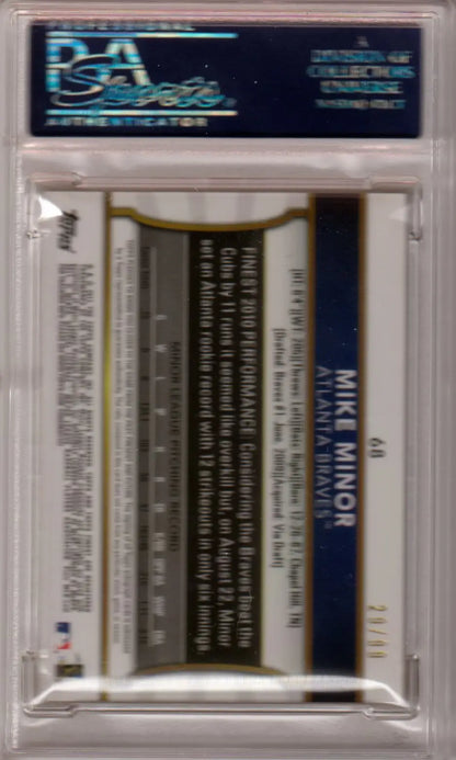 Graded Mike Minor 2011 Topps Finest Relic Autograph Orange Refractor PSA 9 from Columbia Hobby