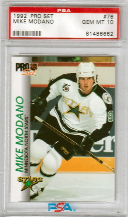 Graded Mike Modano hockey card from Pro Set by Columbia Hobby in pristine condition