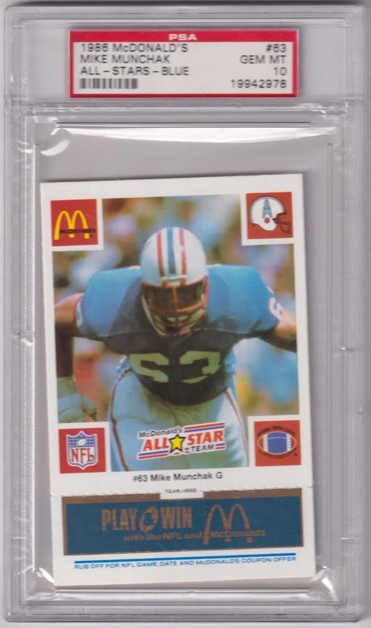 Graded Mike Munchak 1986 McDonald’s All-Stars football card PSA 10 from Columbia Hobby