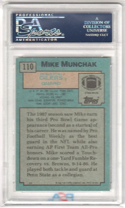 Graded Mike Munchak 1988 Topps football card GEM MINT PSA 10 from Columbia Hobby