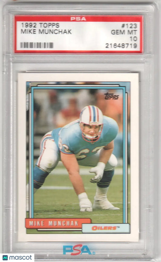 Graded 1992 Topps Mike Munchak football card PSA 10 GEM MINT Columbia Hobby