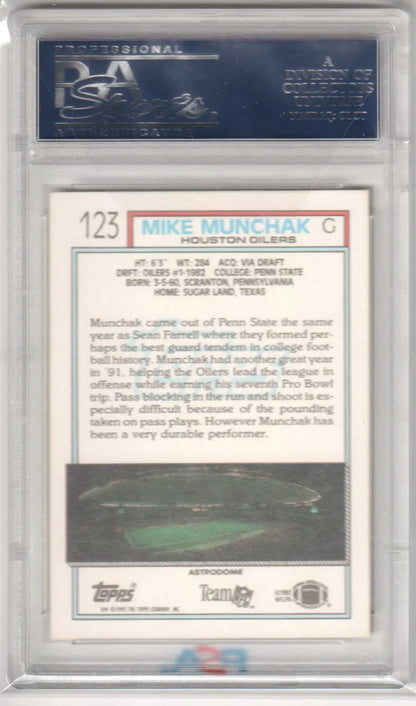 Graded Mike Munchak 1992 Topps football card PSA 10 GEM MINT from Columbia Hobby