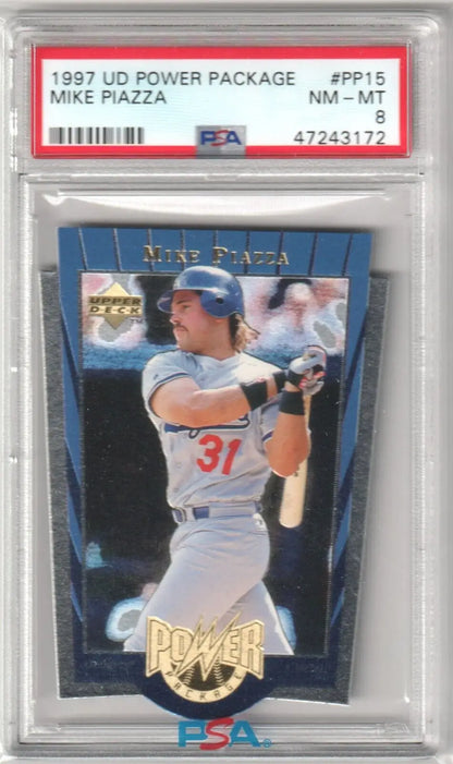 Graded Mike Piazza baseball card.
