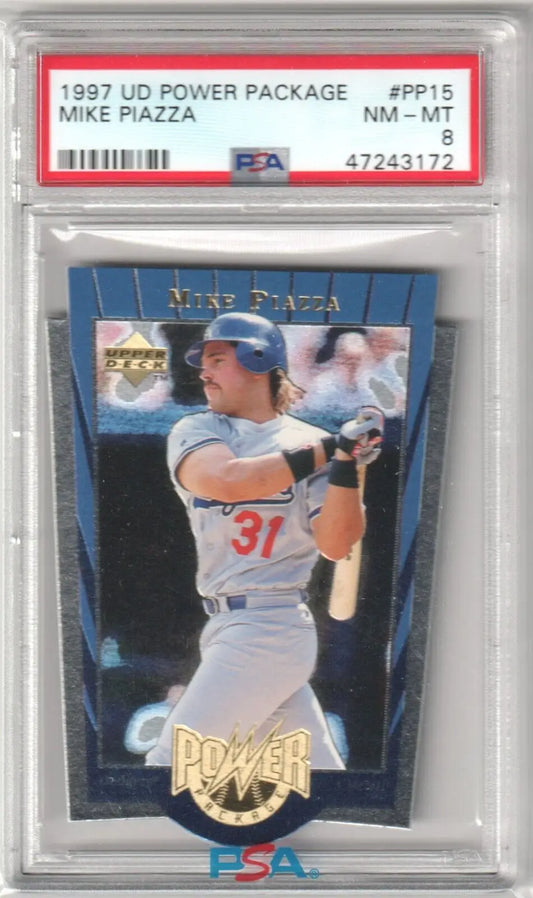 Graded Mike Piazza baseball card.