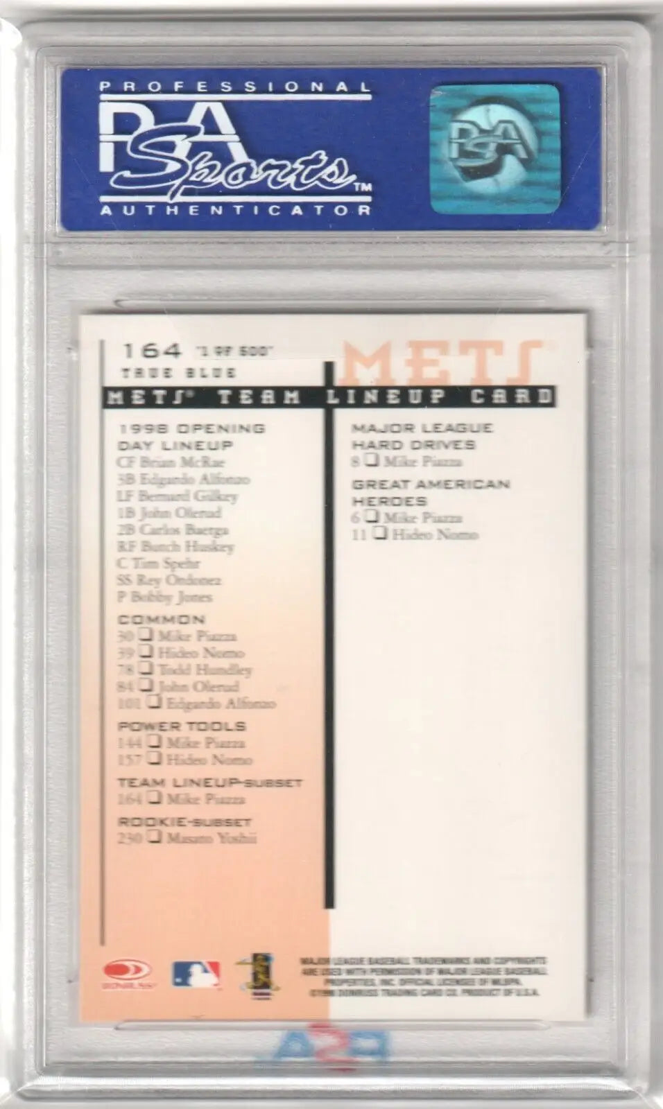 Graded MIKE PIAZZA 1998 Leaf Rookies & Stars true blue baseball card in Columbia Hobby ebay store