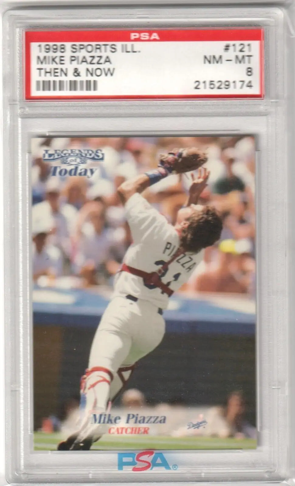 Graded Mike Piazza baseball card from MIKE PIAZZA 1998 SI Then & Now box free shipping