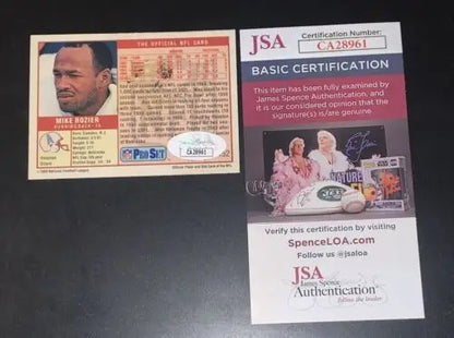 Mike Rozier autographed football card featuring Houston Oilers from Pro Set 1989 with JSA certification