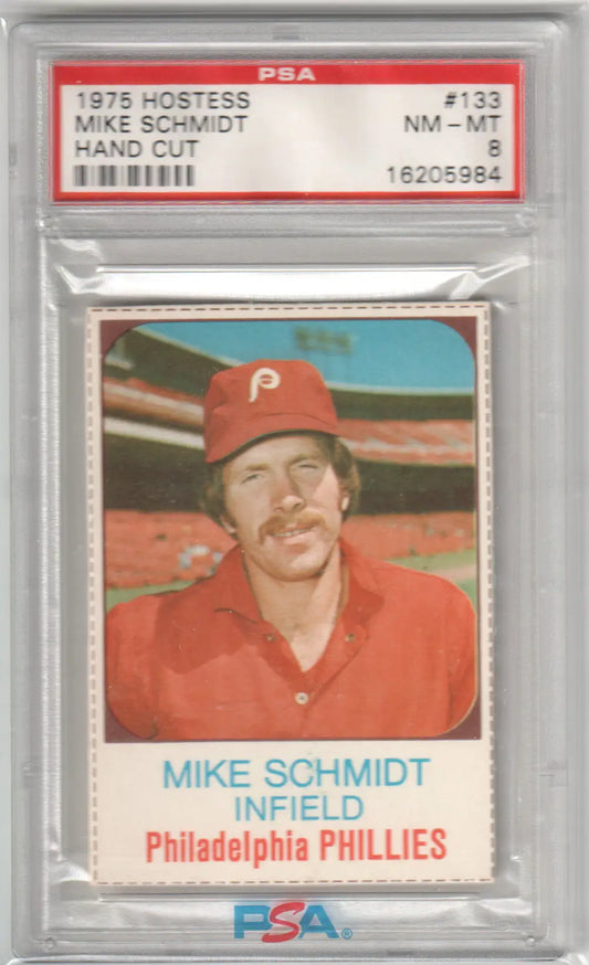 Graded 1975 Hostess Mike Schmidt baseball card PSA 8 NM Phillies Columbia Hobby