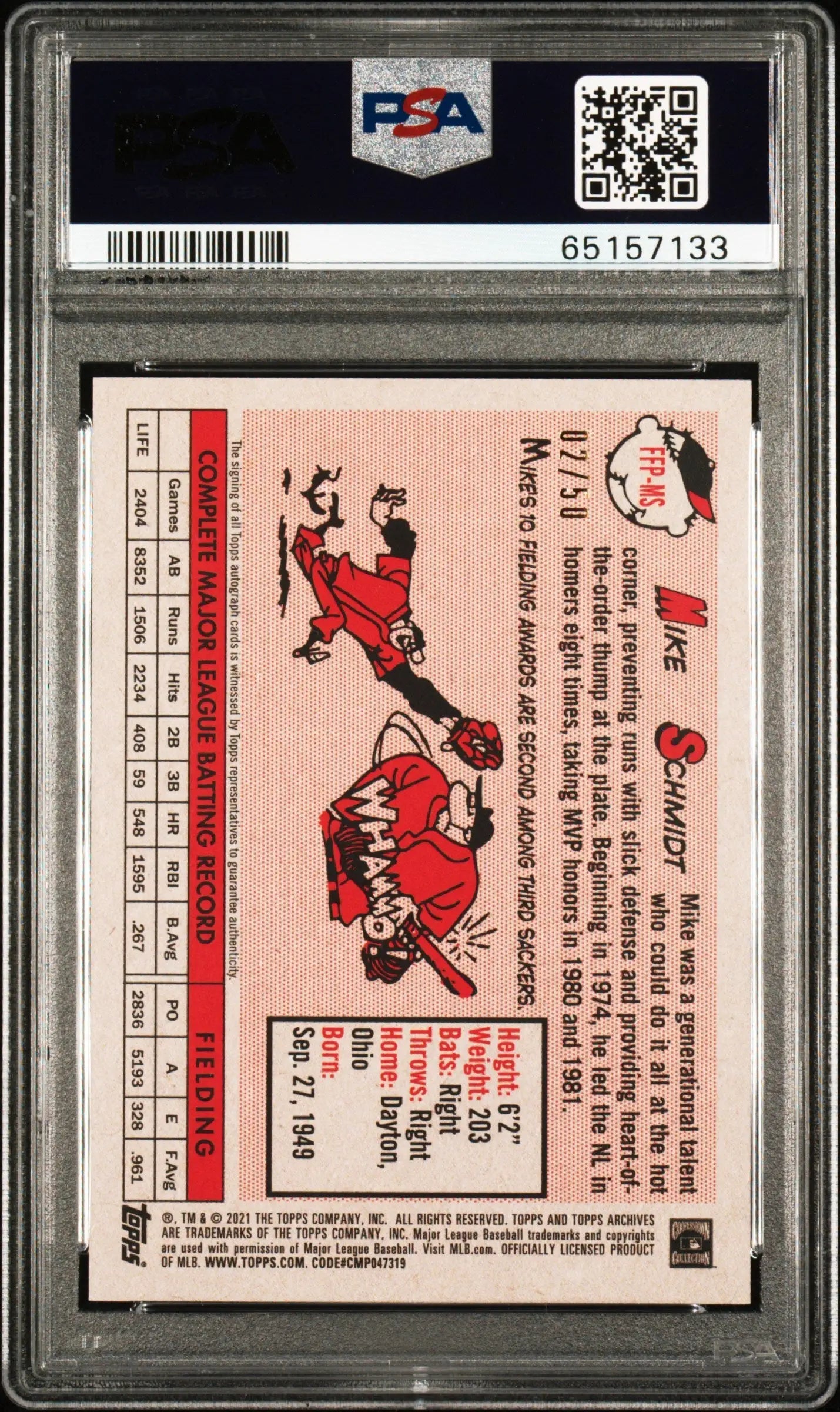 Graded Mike Schmidt baseball card from Topps Archives Fan Favorites series