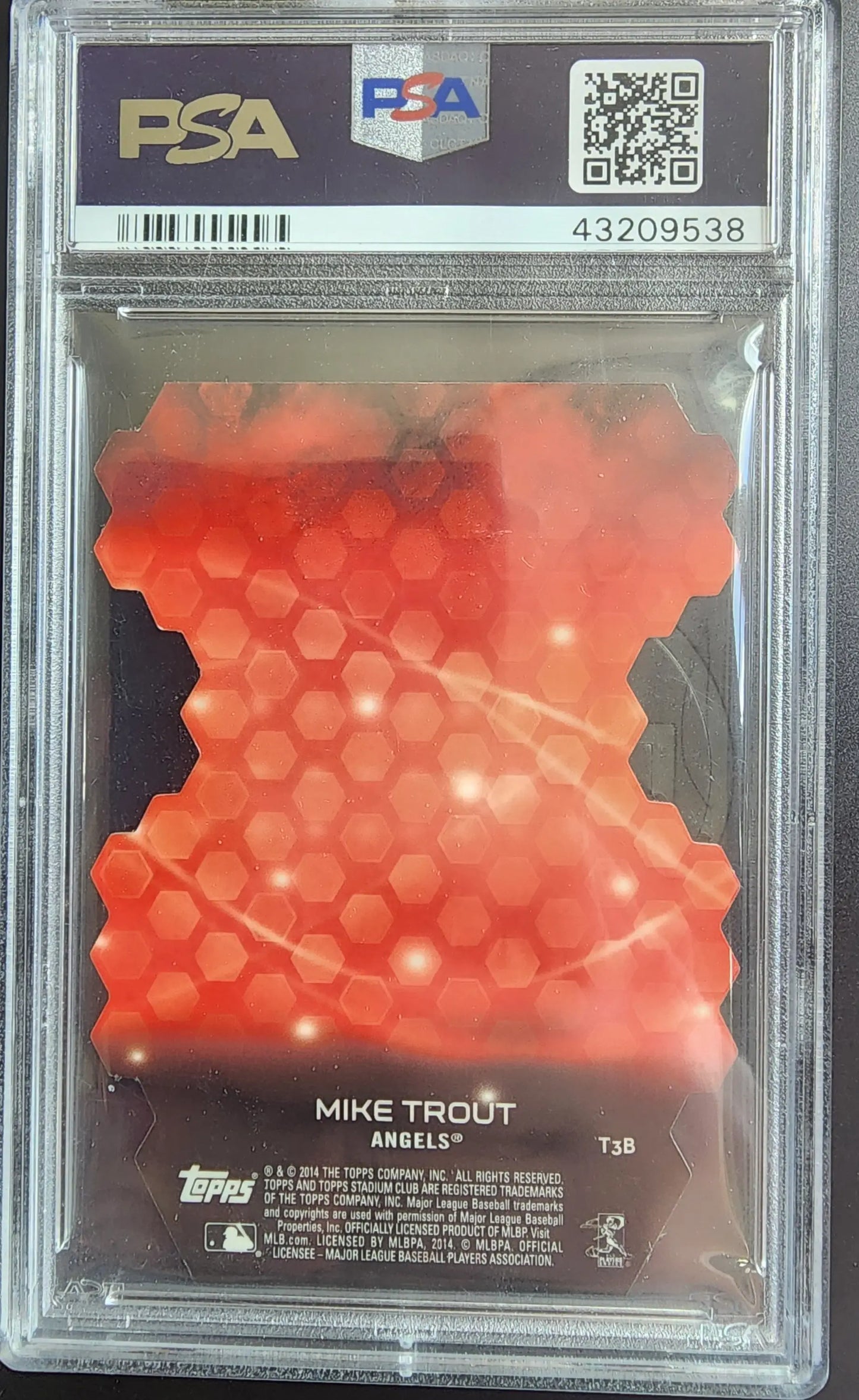 PSA-graded Mike Trout 2014 Stadium Club Triumverate Luminescent card in protective case
