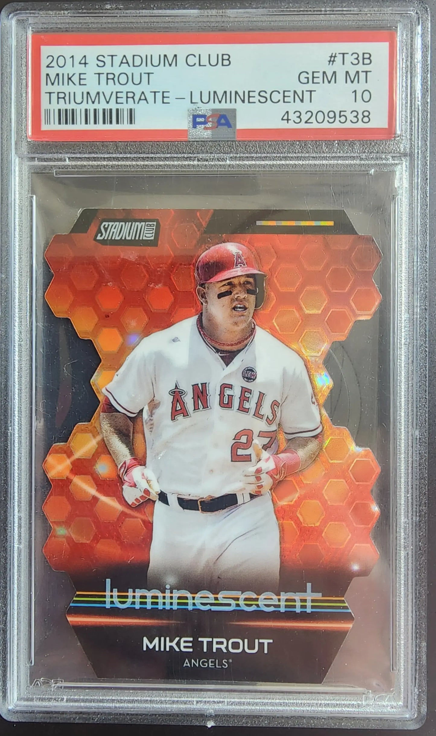 PSA 10 Gem Mint Mike Trout Stadium Club Triumverate Luminescent baseball card