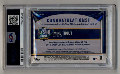 Mike Trout 2016 Topps Update All-Star Stitches Auto card 14/25 PSA 8 Near Mint-Mint