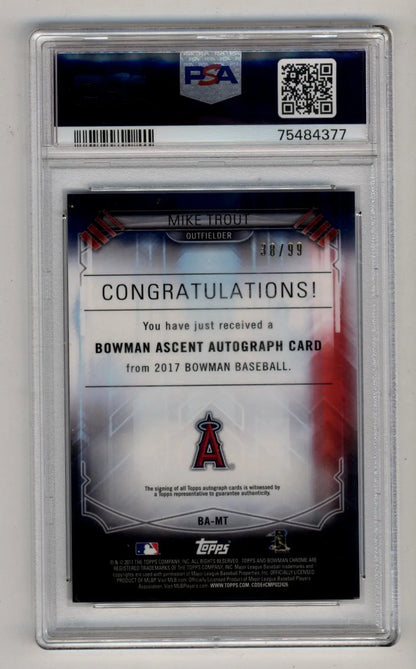 Graded Mike Trout Bowman Ascent Auto baseball card PSA 9 Mint Auto 9