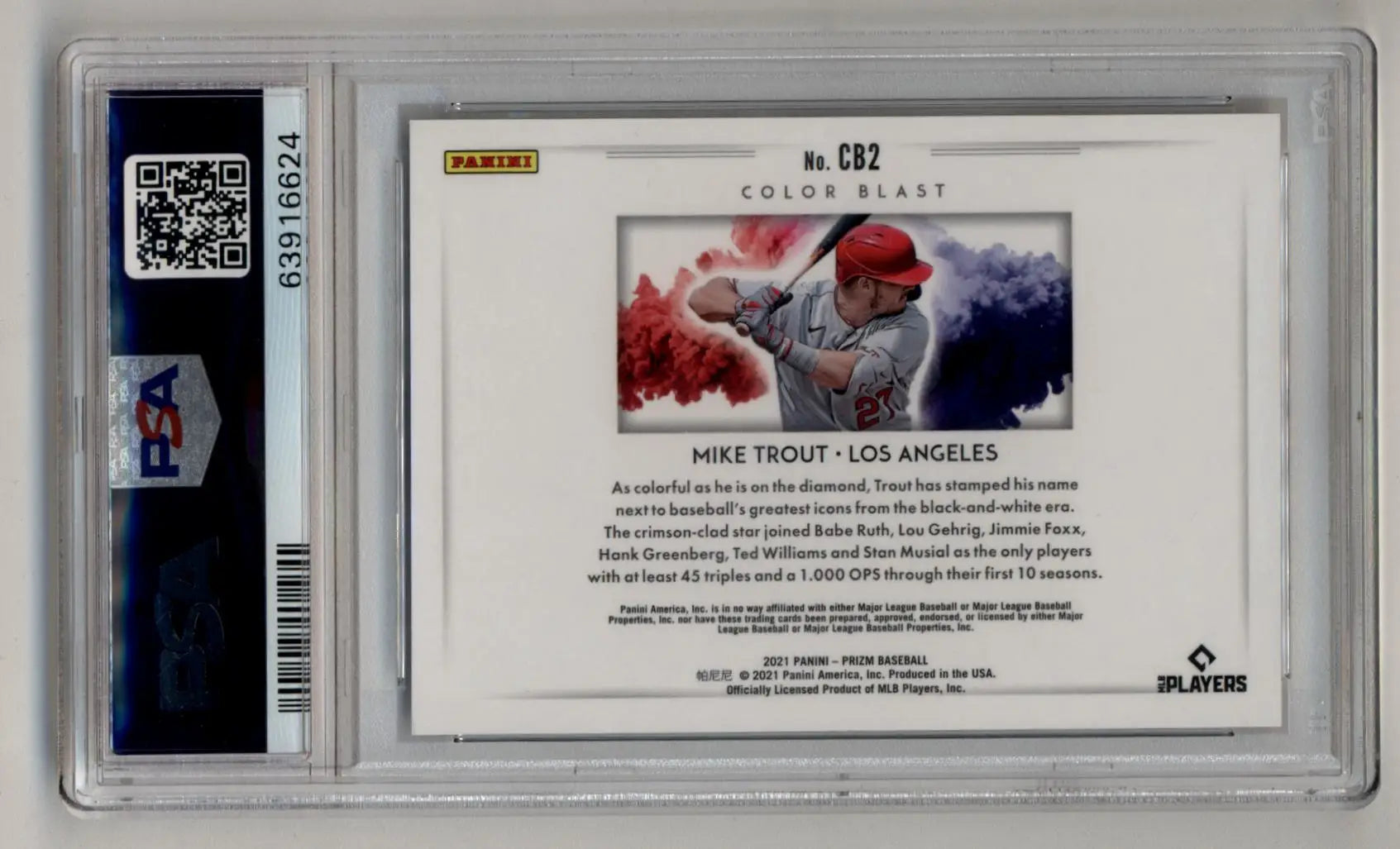 Mike Trout 2021 Prizm Color Blast #CB2 PSA 9 Mint - Singles