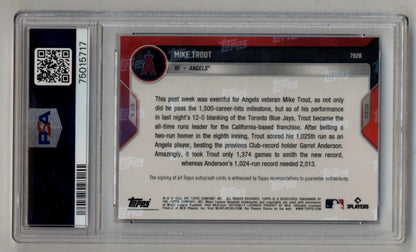 Graded Mike Trout 2022 Topps Now Auto Blue 14/49 PSA10 Gem Mint trading card