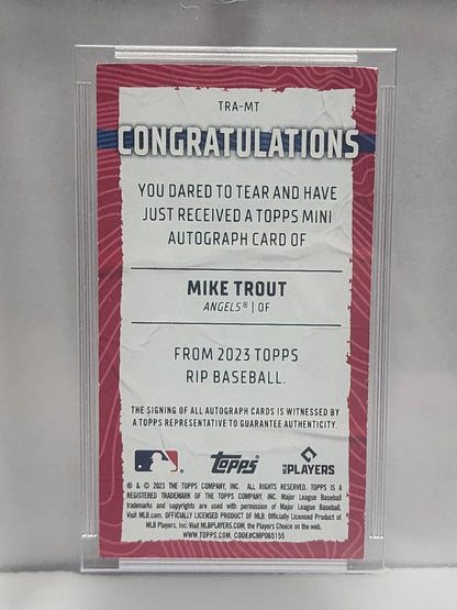 Mike Trout 2023 Topps Rip Mini Autograph Redemption Card #27/50 for collectors