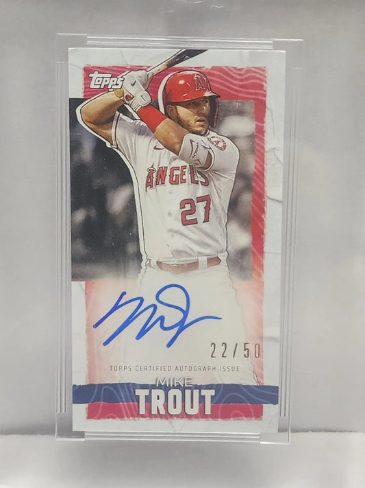 Signed Mike Trout 2023 Topps Rip Mini Autograph baseball card, limited edition 22/50