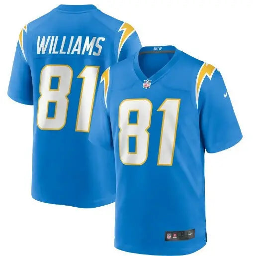 Blue Mike Williams Los Angeles Chargers Nike Game Jersey with number 81 and name on back