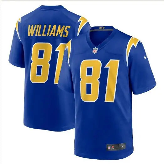 Royal blue Los Angeles Chargers Mike Williams Nike Game Jersey with gold 81 numbers