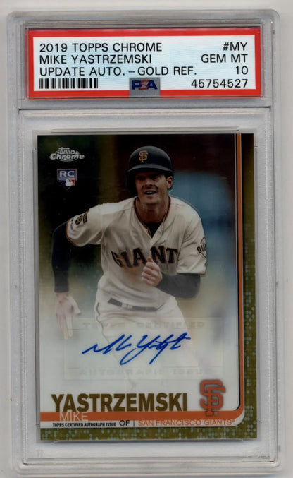 2019 Topps Chrome Update Gold Refractor Auto Mike Yastrzemski PSA 10 Gem Mint