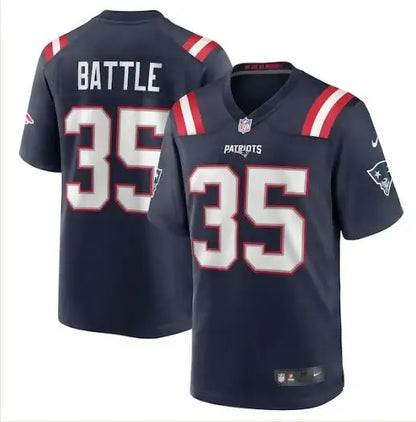 New England Patriots Nike Game Jersey featuring Miles Battle #35 in navy