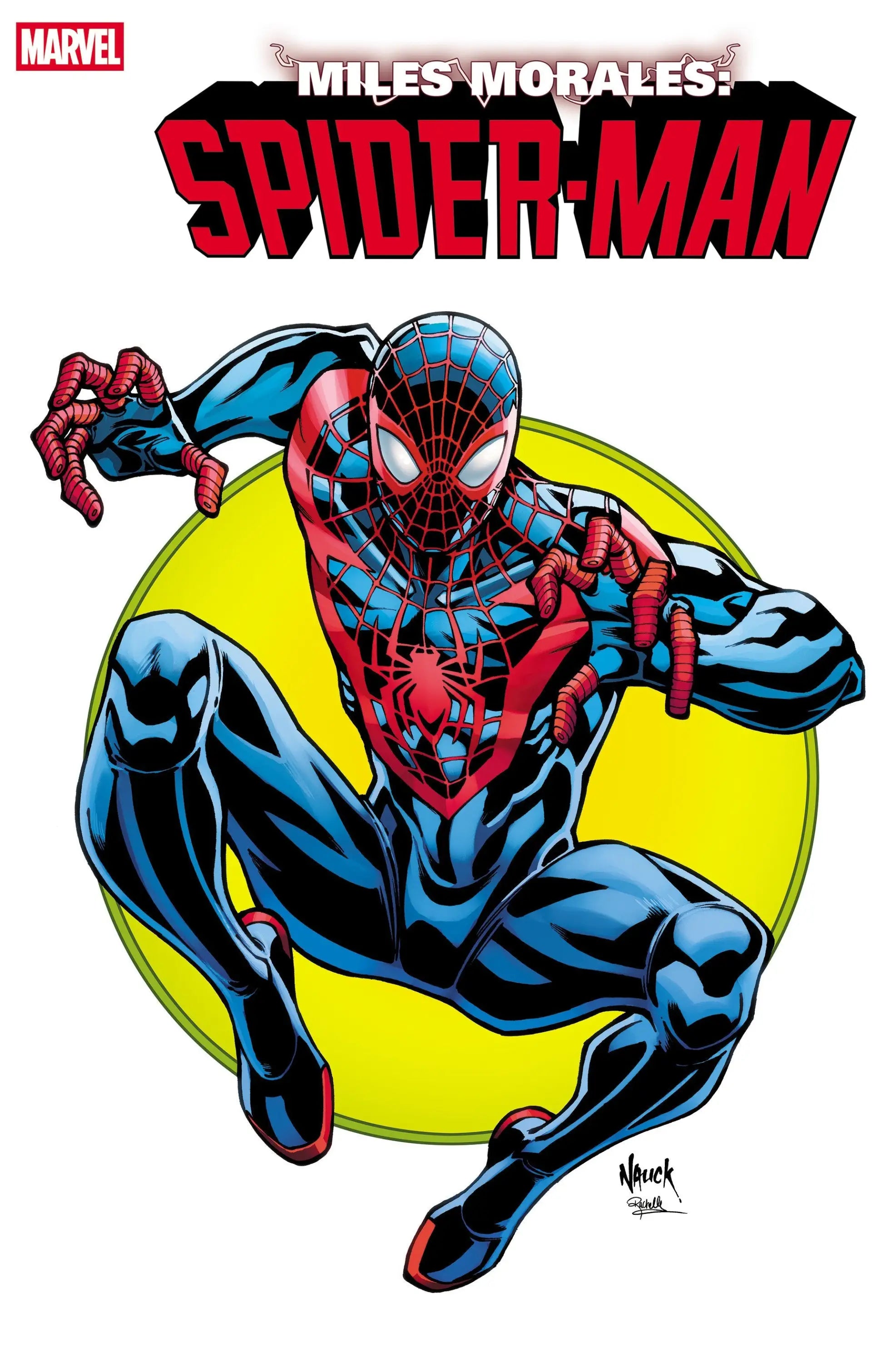 Comic book cover featuring Miles Morales as Spider-Man in a dynamic pose with Black Cat