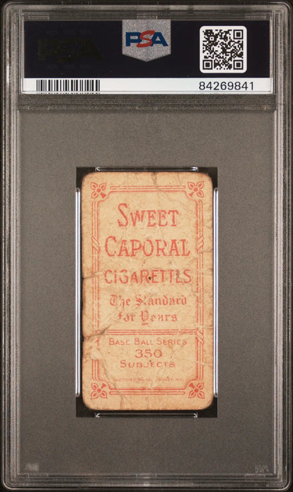 PSA-graded T206 Sweet Caporal Miller Huggins cigarette card in protective holder