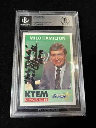 Graded Milo Hamilton HOF autographed trading card for collectors and Astros fans