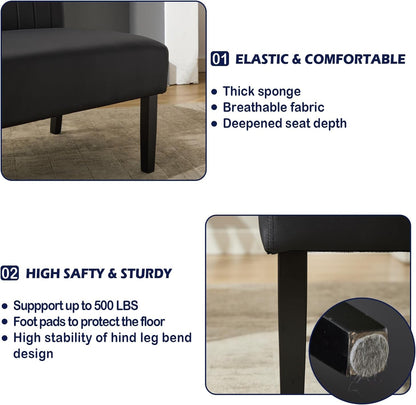 Mini Black Leather Loveseat Sofa with USB Ports-3