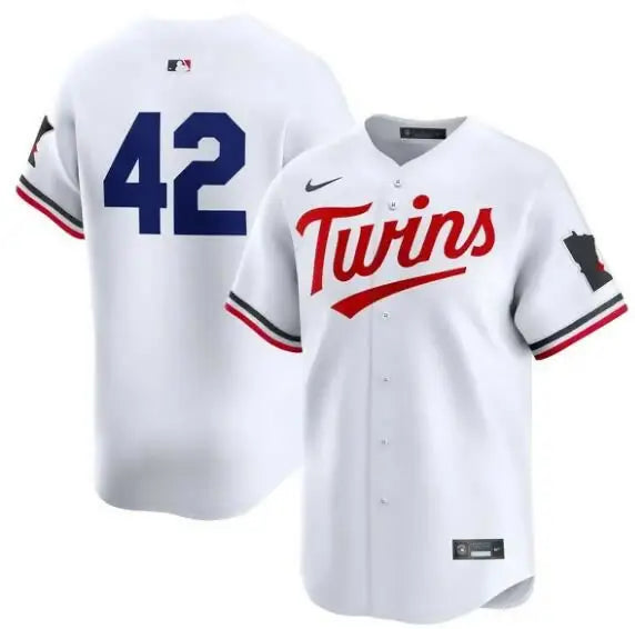 White Minnesota Twins Nike 2024 Jackie Robinson Day Home Limited Jersey with Red Twins text