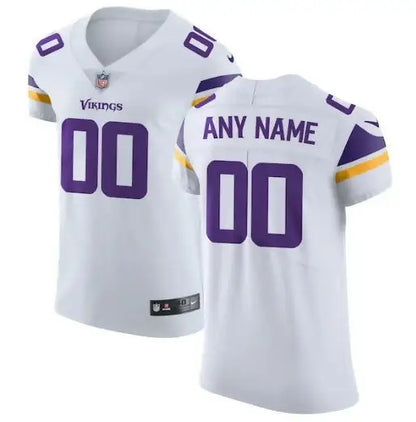 White Minnesota Vikings Nike Vapor Untouchable Elite custom jersey with purple numbers