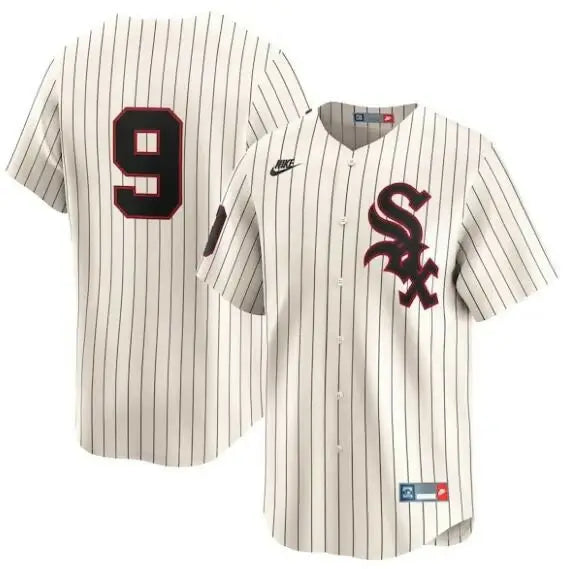White pinstripe baseball jersey from Minnie Minoso Chicago White Sox Nike Throwback Cooperstown Limited Jersey in cream
