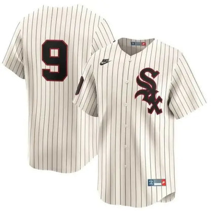 White pinstripe baseball jersey from Minnie Minoso Chicago White Sox Nike Throwback Cooperstown Limited Jersey in cream