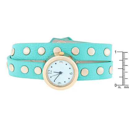 Mint Round Studded Wrap Watch - Watches