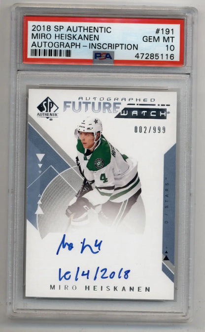 Miro Heiskanen 2018-19 SP Authentic Auto Inscription 002/999 PSA 10 Gem Mint - Singles