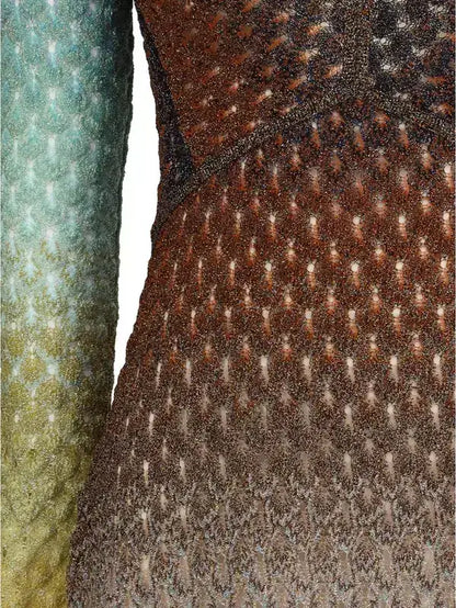 Gradient-colored open-knit long-sleeve top from MISSONI lurex long dress collection