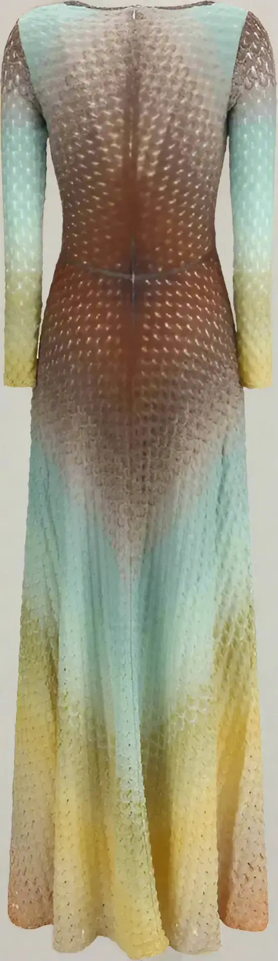 Ombré knit lurex long dress with long sleeves and boat neckline by MISSONI Italy