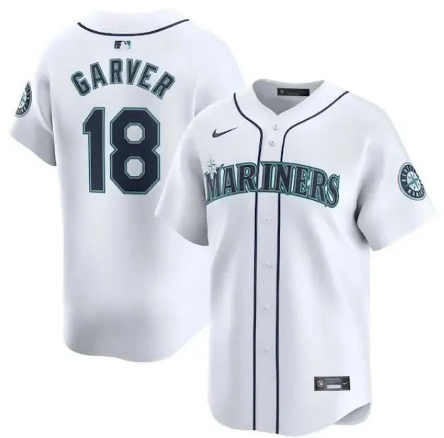 White Seattle Mariners baseball jersey featuring Mitch Garver Nike Home Limited Player design