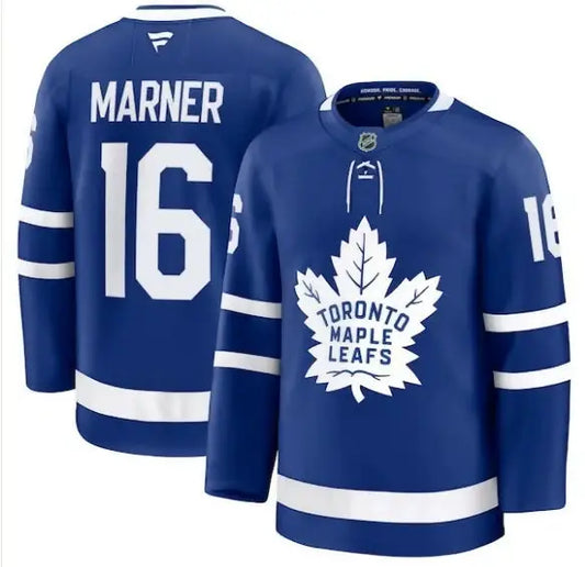 Toronto Maple Leafs Mitch Marner blue home premium hockey jersey with 16 on the back