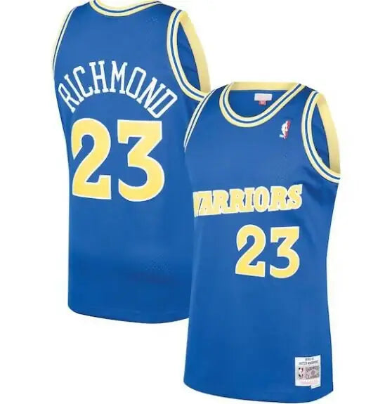 Blue and yellow Golden State Warriors Mitch Richmond Hardwood Classics Swingman Jersey 1990s