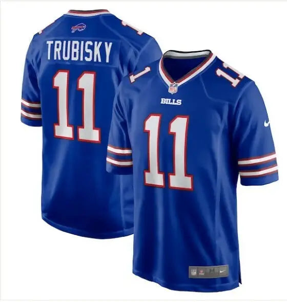 Blue Mitchell Trubisky Buffalo Bills Nike Game Jersey with number 11 on the back