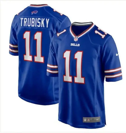 Blue Mitchell Trubisky Buffalo Bills Nike Game Jersey with number 11 on the back