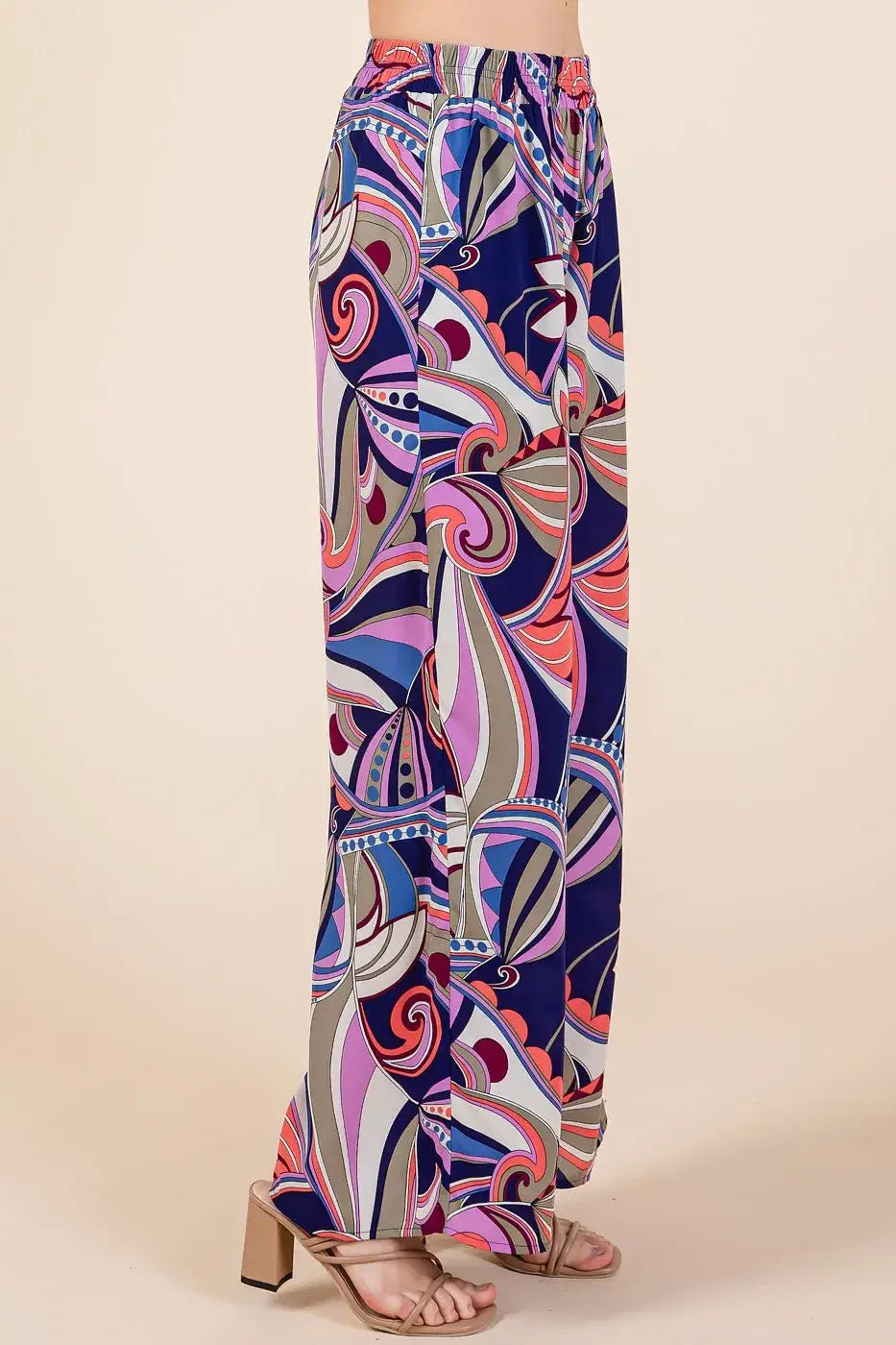 Mittoshop Abstract Print Elastic Waist Wide Leg Pants