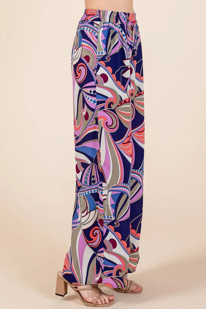 Mittoshop Abstract Print Elastic Waist Wide Leg Pants
