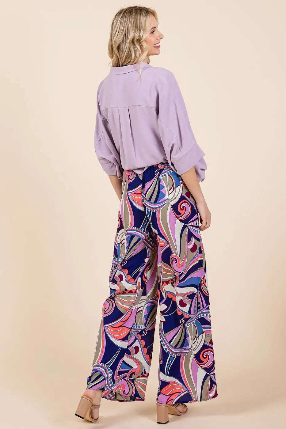 Mittoshop Abstract Print Elastic Waist Wide Leg Pants