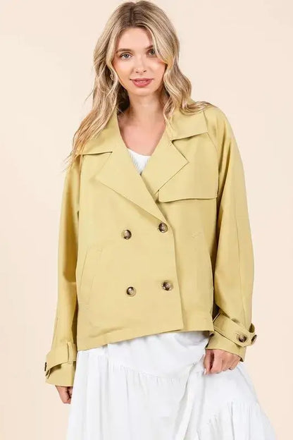 Mittoshop Double Breasted Long Sleeve Trench Coat Jacket - Apparel & Accessories > Clothing > Outerwear > Coats &