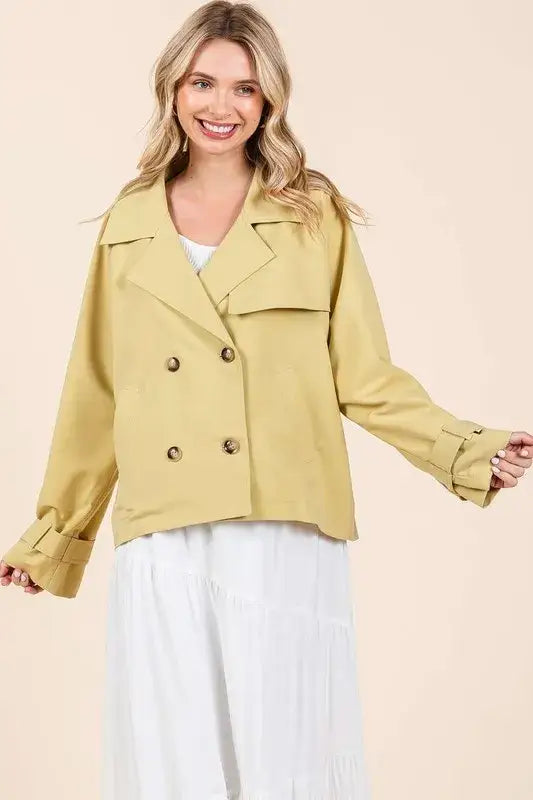 Mittoshop Double Breasted Long Sleeve Trench Coat Jacket - Apparel & Accessories > Clothing > Outerwear > Coats &