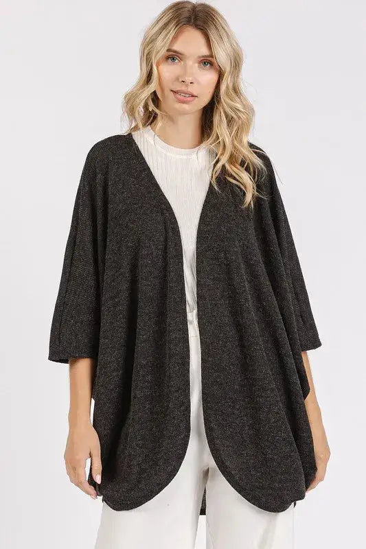 Mittoshop Open Front Batwing Sleeve Cardigan - Black / S - Sweaters & Cardigans/Cardigans