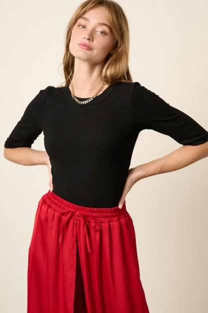 Mittoshop Round Neck Half Sleeve T-Shirt - Black / S