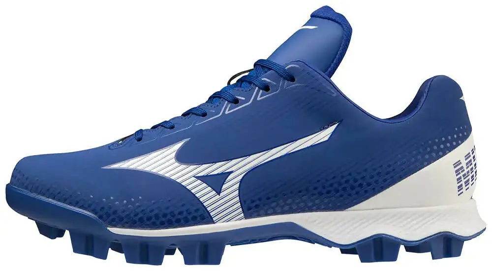 Blue and white Mizuno Wave Lightrevo Baseball Shoe for Men